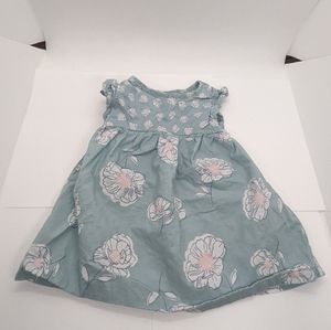 3 month baby dress light blue with white and pink floral pattern